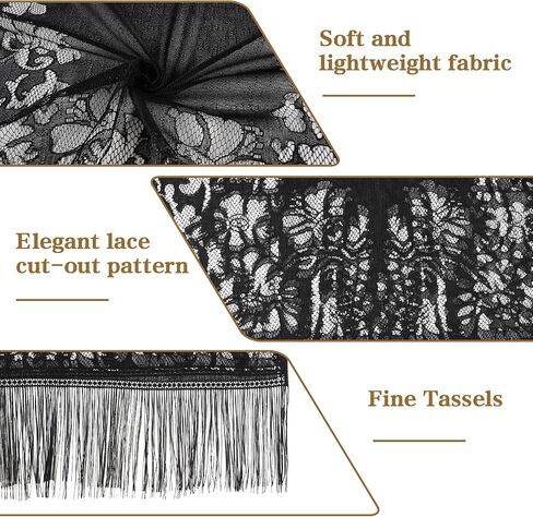 Women's Floral Lace Scarf Shawl with Tassels, Formal Wraps Soft Mesh Fringe Wraps for Wedding Evening Party Dress in Saudi Arabia
