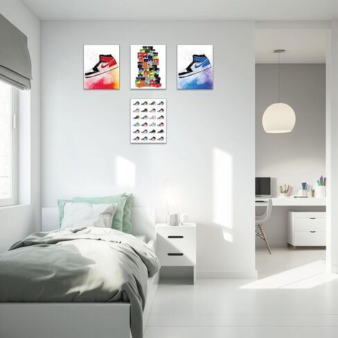 Selesmir Design Sneaker Poster Sneaker Bedroom Decor Unframed Set of 4 (8x10 Inches) Gym Shoes Stacked Shoebox Collection Aesthetic Cool Wall Art Prints for Teen Boys Guys Men Cave in Saudi Arabia