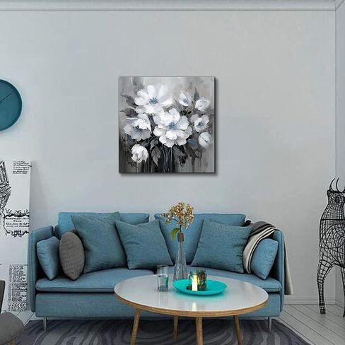 AnZhongArt Flower Picture Decor Wall Art Canvas Print White Floral Poster Decoration Bedroom Bathroom Love Wall Art(24x24 inches) in Saudi Arabia