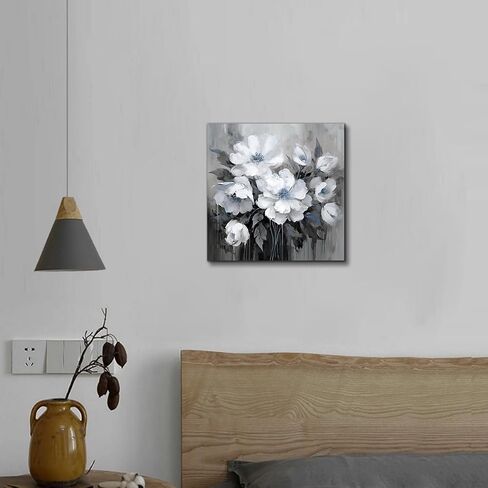 AnZhongArt Flower Picture Decor Wall Art Canvas Print White Floral Poster Decoration Bedroom Bathroom Love Wall Art(24x24 inches) in Saudi Arabia