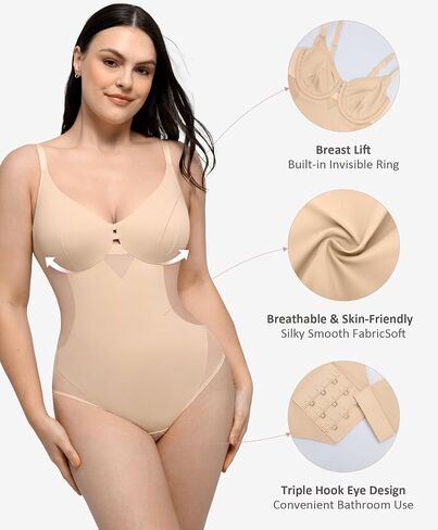 FeelinGirl Shapewear Tummy Control Bodysuit For Women Shapewear Body Suits Tops Seamless Body Shaper in Saudi Arabia