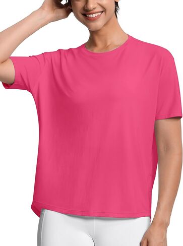 تي شيرت Origiwish نسائي قصير الأكمام للتمرين، قمصان رياضية فضفاضة مناسبة للجيم، قمصان كاجوال للجري واليوجا in Kuwait