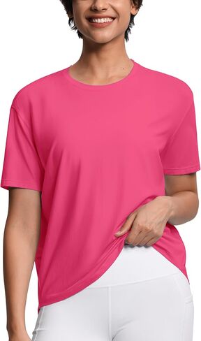 تي شيرت Origiwish نسائي قصير الأكمام للتمرين، قمصان رياضية فضفاضة مناسبة للجيم، قمصان كاجوال للجري واليوجا in Kuwait