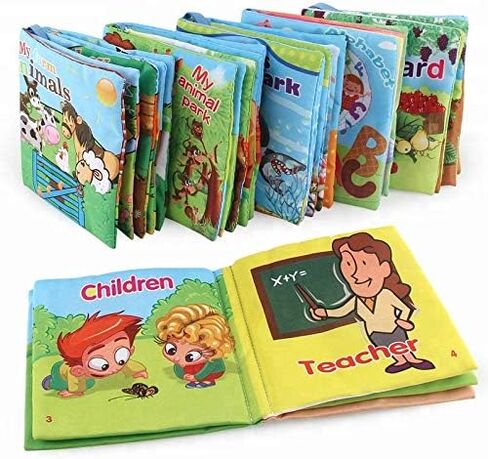 مجموعة من 6! كتب قماش ناعمة مجعدة للأطفال، كتب أنشطة تعليمية للأطفال - مجموعة من 6 قطع in Saudi Arabia