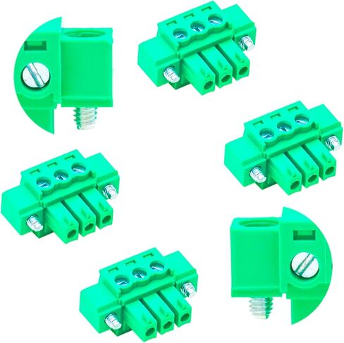 8 PCS 3.81mm 3 Pin Phoenix Type Connector with Screwable Flanges Green PCB Screw Plug Terminal Block 3 Pole in Saudi Arabia
