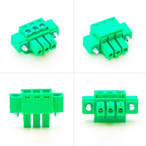 8 PCS 3.81mm 3 Pin Phoenix Type Connector with Screwable Flanges Green PCB Screw Plug Terminal Block 3 Pole in Saudi Arabia