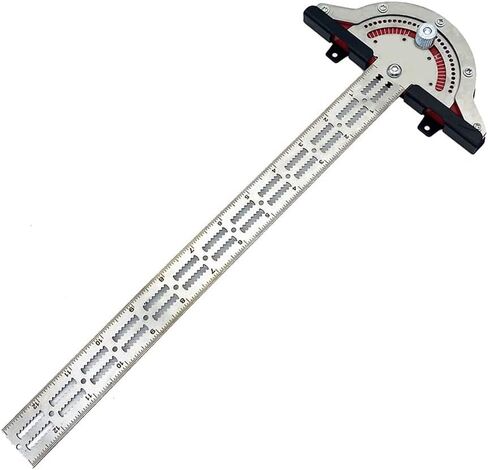 Protractor Angle Finder, 13 inch Woodworking Edge Ruler 0-70°Adjustable Multi-Function Angle Measure Tool Stainless Steel Carpenter T Square, T Rule with Wall Hanging Storage Rack in Saudi Arabia