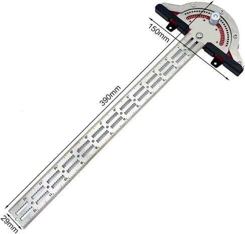 Protractor Angle Finder, 13 inch Woodworking Edge Ruler 0-70°Adjustable Multi-Function Angle Measure Tool Stainless Steel Carpenter T Square, T Rule with Wall Hanging Storage Rack in Saudi Arabia