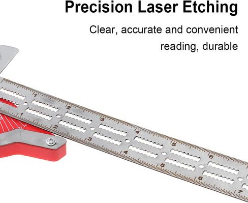 Protractor Angle Finder, 13 inch Woodworking Edge Ruler 0-70°Adjustable Multi-Function Angle Measure Tool Stainless Steel Carpenter T Square, T Rule with Wall Hanging Storage Rack in Saudi Arabia