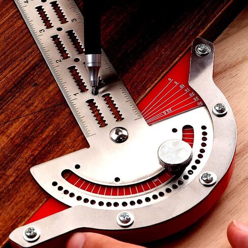 Protractor Angle Finder, 13 inch Woodworking Edge Ruler 0-70°Adjustable Multi-Function Angle Measure Tool Stainless Steel Carpenter T Square, T Rule with Wall Hanging Storage Rack in Saudi Arabia