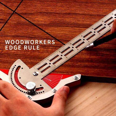 Protractor Angle Finder, 13 inch Woodworking Edge Ruler 0-70°Adjustable Multi-Function Angle Measure Tool Stainless Steel Carpenter T Square, T Rule with Wall Hanging Storage Rack in Saudi Arabia