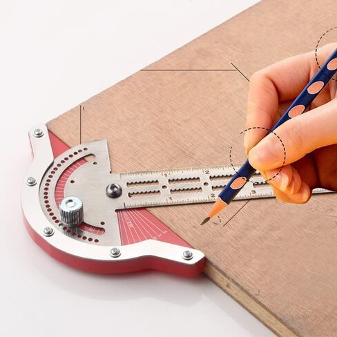 Protractor Angle Finder, 13 inch Woodworking Edge Ruler 0-70°Adjustable Multi-Function Angle Measure Tool Stainless Steel Carpenter T Square, T Rule with Wall Hanging Storage Rack in Saudi Arabia