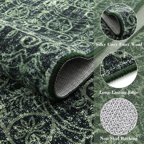 سجادة عداء المدخل Wonnitar قابلة للغسل مقاس 2'6"x8'، مفرش سجاد طويل غير قابل للانزلاق لحوض المطبخ، متدرج تجريدي غير قابل للتساقط، عداء أرضية ناعم لمدخل الحمام، أصفر/أخضر in Kuwait