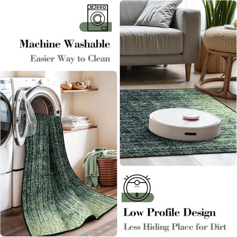 سجادة عداء المدخل Wonnitar قابلة للغسل مقاس 2'6"x8'، مفرش سجاد طويل غير قابل للانزلاق لحوض المطبخ، متدرج تجريدي غير قابل للتساقط، عداء أرضية ناعم لمدخل الحمام، أصفر/أخضر in Kuwait