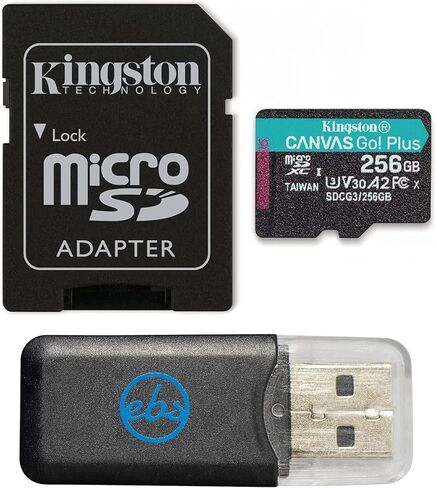بطاقة Kingston MicroSD سعة 256 جيجابايت Canvas Go Plus متوافقة مع طائرات DJI Avata 2 Mini 4K بدون طيار لتسجيل فيديو 4K (SDCG3/256GB) حزمة سرعة قراءة 170 ميجابايت/ثانية مع (1) كل شيء ما عدا قارئ بطاقات MicroSD من Stromboli in Kuwait