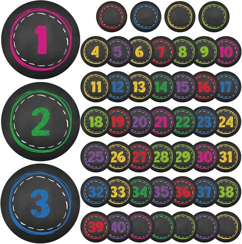 49 Pcs Numbers Magnetic Accents Round Chalkboard Brights Number Magnets Circle Magnetic Calendar Numbers Colorful Cutouts Decors for Whiteboard Calendar Bulletin Border in Saudi Arabia