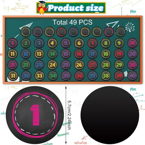 49 Pcs Numbers Magnetic Accents Round Chalkboard Brights Number Magnets Circle Magnetic Calendar Numbers Colorful Cutouts Decors for Whiteboard Calendar Bulletin Border in Saudi Arabia