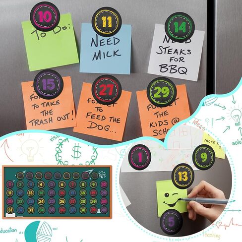 49 Pcs Numbers Magnetic Accents Round Chalkboard Brights Number Magnets Circle Magnetic Calendar Numbers Colorful Cutouts Decors for Whiteboard Calendar Bulletin Border in Saudi Arabia