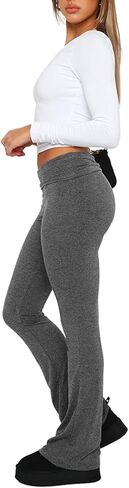 PRIVIMIX المرأة مضيئة بناطيل ضيقة مضيئة طماق Y2K الأساسية الصلبة واسعة الساق جرس أسفل عادية Bootcut اليوغا Sweatpants رمادي داكن in Kuwait