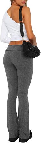 PRIVIMIX المرأة مضيئة بناطيل ضيقة مضيئة طماق Y2K الأساسية الصلبة واسعة الساق جرس أسفل عادية Bootcut اليوغا Sweatpants رمادي داكن in Kuwait