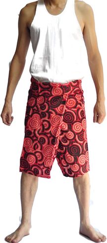 Original Siam Trendy Best Fabric, Best Design Cutting, Best Sewing, Best Short Fisherman Pants, Short Pants, Yoga Pants, Handmade 100% Cotton(Unisex) One Size Fit, Red Circle Design in Saudi Arabia