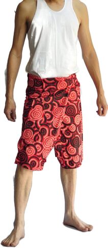 Original Siam Trendy Best Fabric, Best Design Cutting, Best Sewing, Best Short Fisherman Pants, Short Pants, Yoga Pants, Handmade 100% Cotton(Unisex) One Size Fit, Red Circle Design in Saudi Arabia