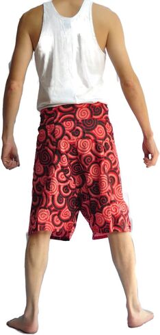 Original Siam Trendy Best Fabric, Best Design Cutting, Best Sewing, Best Short Fisherman Pants, Short Pants, Yoga Pants, Handmade 100% Cotton(Unisex) One Size Fit, Red Circle Design in Saudi Arabia