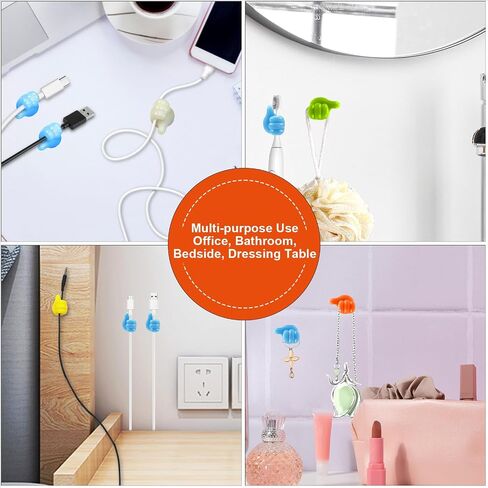30 Pcs Self Adhesive Silicone Thumb Hooks, Waterproof Cable Holder Wire Cord Clip Management, Multifunction Thumb up Wall Hooks for Cable Clip Key Holder Wall Car Home Office 5 Colours in Saudi Arabia
