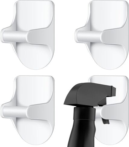 Taiyin 4 Pcs Wall Mount Spray Bottle Hooks Holder Spray Bottle Hanger Adhesive Hook to Create Storage Space Spray Bottle Rack Organizer Hanger for Cabinet Kitchen Variety Surfaces Spray Bottle in Saudi Arabia