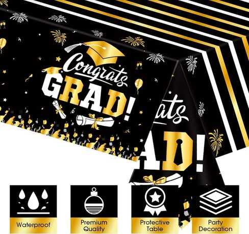 3 Pcs Graduation Tablecloths, Plastic Table Cloth Rectangle Congrats Grad Table Cover for Class of 2024 Graduation Party Decorations and Supplies, 54x108 Inch (Blue) in Saudi Arabia