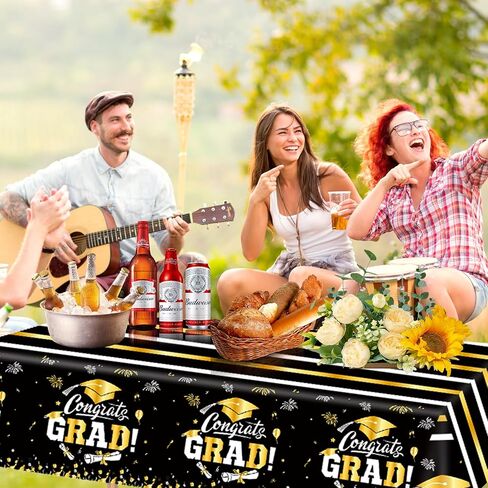 3 Pcs Graduation Tablecloths, Plastic Table Cloth Rectangle Congrats Grad Table Cover for Class of 2024 Graduation Party Decorations and Supplies, 54x108 Inch (Blue) in Saudi Arabia