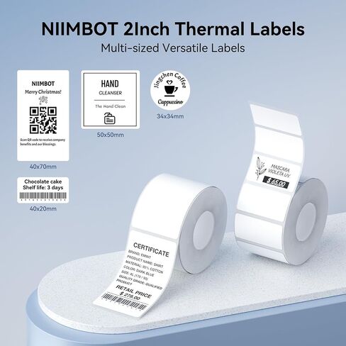 NIIMBOT 2 Rolls Labels for B1/B21/B3S Label Maker, 34 x 34 mm (1.34'' x 1.34'') 200 Labels/Roll, Thermal Label Tape for Home Office Small Business Labeling Tape Replacement(Colorful) in Kuwait