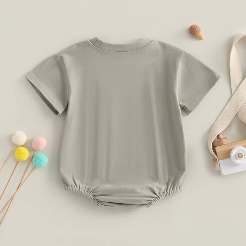 Unisex Baby Boy Girl Bubble Romper Color Block Short Sleeve Oversized Pocket T-Shirt Bodysuit Top Summer Clothes in Saudi Arabia