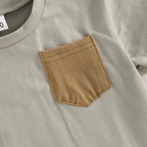 Unisex Baby Boy Girl Bubble Romper Color Block Short Sleeve Oversized Pocket T-Shirt Bodysuit Top Summer Clothes in Saudi Arabia