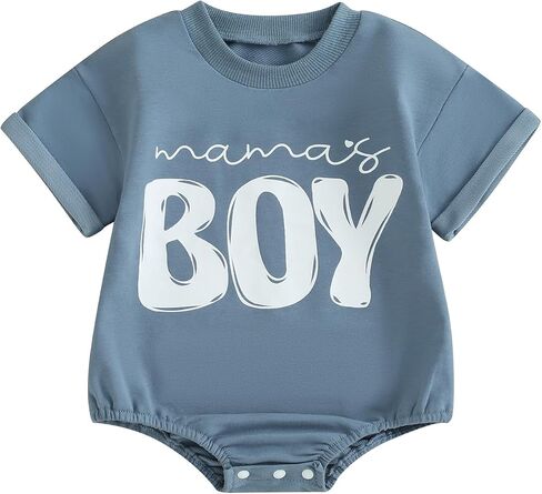 Baby Boy Girl Bubble Romper Shirt Short Sleeve Round Neck Mamas Boy Print Bodysuit Newborn Summer Clothes in Saudi Arabia