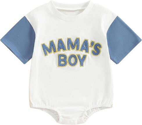 Baby Boy Girl Bubble Romper Shirt Short Sleeve Round Neck Mamas Boy Print Bodysuit Newborn Summer Clothes in Saudi Arabia