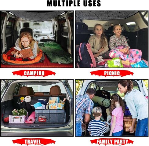 Car SUV Roof Ceiling Cargo Overhead Storage Net Pocket 35.5"x25.6" Tent Gear Sundries Organizer Holder Organization Awning Van Trunk Travel Long Road Trip Camping Essentials Interior Accessories in Kuwait