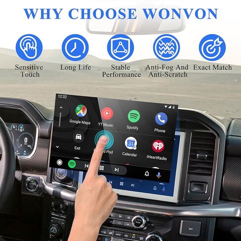 شاشة WonVon 8 بوصات  Uconnect Sync 2 LCD مع محول رقمي للتنقل بشاشة تعمل باللمس مناسب لسيارة Ford F150 F250 F350 Explorer Edge 2011-2015 يستبدل # LQ080Y5DZ03 DC3T-18B955-FA in Kuwait
