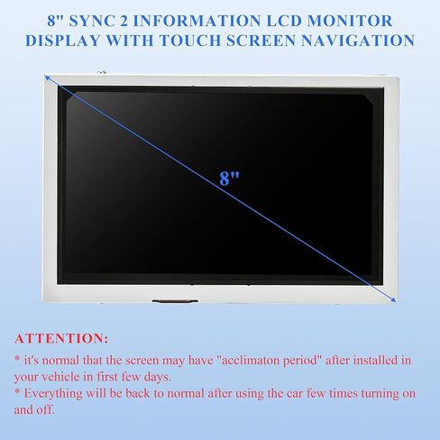 شاشة WonVon 8 بوصات  Uconnect Sync 2 LCD مع محول رقمي للتنقل بشاشة تعمل باللمس مناسب لسيارة Ford F150 F250 F350 Explorer Edge 2011-2015 يستبدل # LQ080Y5DZ03 DC3T-18B955-FA in Kuwait