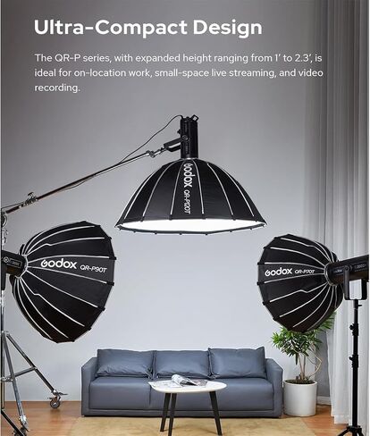 Godox QR-P90T 35.4 بوصة 90 سم صندوق سوفت بوكس ​​مكافئ سريع التحرير لـ Godox SL60II SL150III SL300III AD400PRO AD600BM SZ300R VL300 أخرى Bowen Mount Studio Flash Speedlite in Saudi Arabia