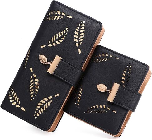 Women's Long short Leather Money Clip Card Case Holder Purse Zipper Buckle Elegant Clutch Wallet（pair） (Blue Large) in Saudi Arabia
