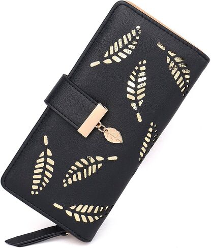 Women's Long short Leather Money Clip Card Case Holder Purse Zipper Buckle Elegant Clutch Wallet（pair） (Blue Large) in Saudi Arabia