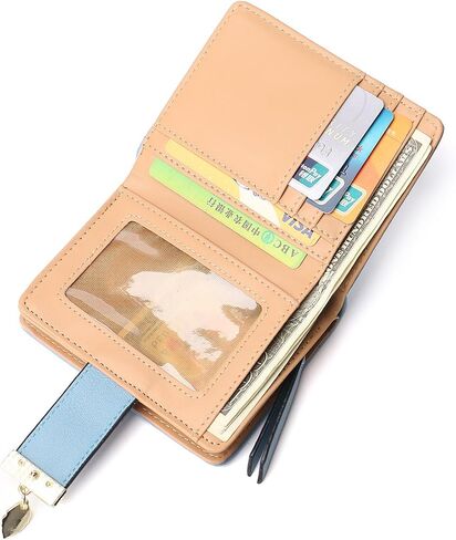 Women's Long short Leather Money Clip Card Case Holder Purse Zipper Buckle Elegant Clutch Wallet（pair） (Blue Large) in Saudi Arabia