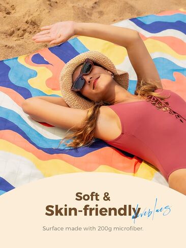 Beach Picnic Blanket, Dual Layer, Sandproof Water Resistant Beach Blanket, Packable, Washable, Great for Camping, Outdoors, Festivals, 71"x95" Large Size for Family Trip, Gifts for Dad in Kuwait