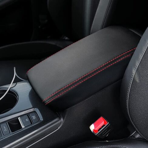 غطاء مسند ذراع وحدة التحكم المركزية من ABIGAIL متوافق مع Honda Civic 2022 2023 من جلد البولي يوريثان غطاء صندوق مسند الذراع غطاء وحدة التحكم الوسطى واقي مقعد مسند الذراع وسادة وسادة (غرز حمراء) in Saudi Arabia