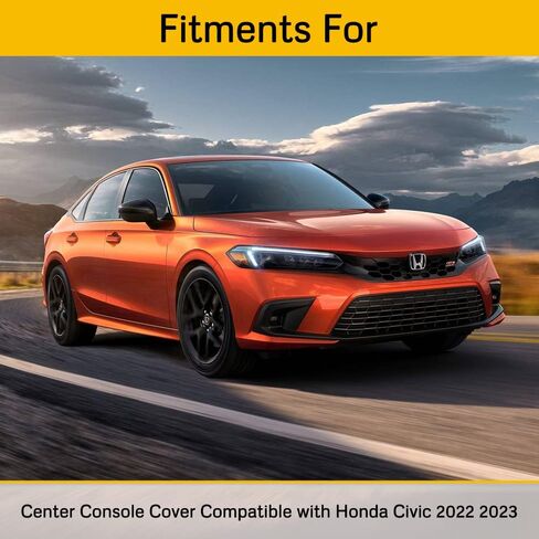 غطاء مسند ذراع وحدة التحكم المركزية من ABIGAIL متوافق مع Honda Civic 2022 2023 من جلد البولي يوريثان غطاء صندوق مسند الذراع غطاء وحدة التحكم الوسطى واقي مقعد مسند الذراع وسادة وسادة (غرز حمراء) in Saudi Arabia