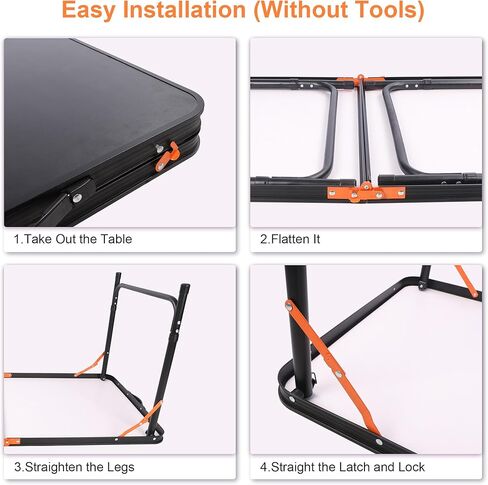 Folding Camping Table,Outdoor Adjustable Height Table,Lightweight Backyard Foldable Camp Table for Picnic,Party,BBQ,Beach,Hiking,Black in Kuwait