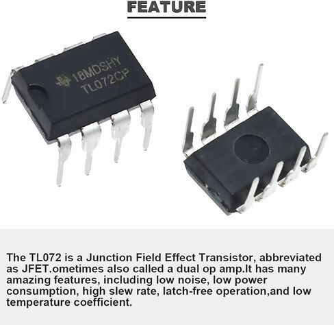 مضخم تشغيلي TL072CP DIP-8، مضخم تشغيلي مزدوج، DIP TL072CN TL072، رقائق IC منخفضة الضوضاء مع مقبس IC دائري DIP-8، حزمة من 12 قطعة in Saudi Arabia