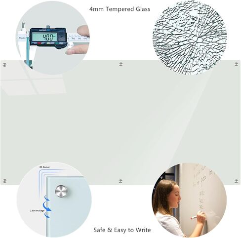 سبورة بيضاء زجاجية مقاس 6 × 3 بوصات، لوحة مسح جافة من الزجاج المغناطيسي بدون إطار، لوحة بيضاء زجاجية كبيرة للمكتب والمنزل والمدرسة. in Kuwait