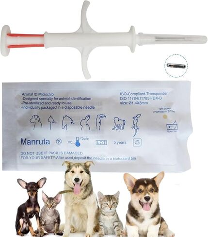 Animal ID Microchip for Dogs Cats Horses Pigs Cows 20 Pack 2.12X12mm ISO11784/ISO11785/FDX-B Pet ID Tags, 15 ID Microchip in Kuwait